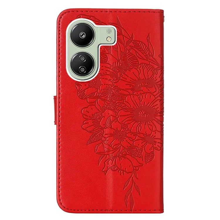 YB Imprinting Series-4 For Xiaomi Redmi 13C 4G / Poco C65 4G Case Butterfly Leather Cover with Strap