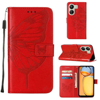 YB Imprinting Series-4 For Xiaomi Redmi 13C 4G / Poco C65 4G Case Butterfly Leather Cover with Strap