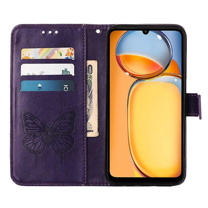 YB Imprinting Series-4 For Xiaomi Redmi 13C 4G / Poco C65 4G Case Butterfly Leather Cover with Strap