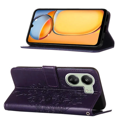 YB Imprinting Series-4 For Xiaomi Redmi 13C 4G / Poco C65 4G Case Butterfly Leather Cover with Strap