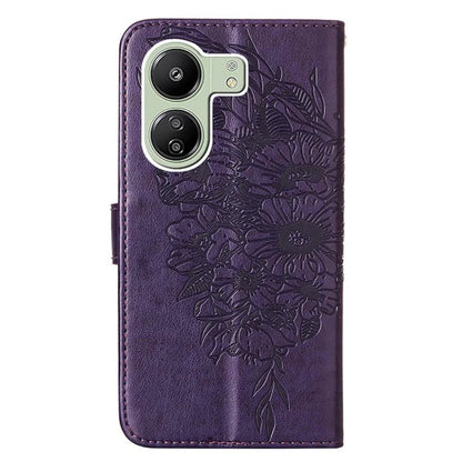 YB Imprinting Series-4 For Xiaomi Redmi 13C 4G / Poco C65 4G Case Butterfly Leather Cover with Strap