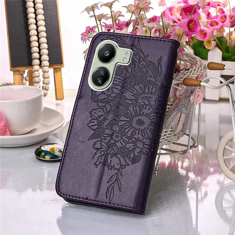 YB Imprinting Series-4 For Xiaomi Redmi 13C 4G / Poco C65 4G Case Butterfly Leather Cover with Strap