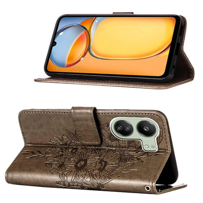 YB Imprinting Series-4 For Xiaomi Redmi 13C 4G / Poco C65 4G Case Butterfly Leather Cover with Strap