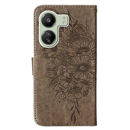 YB Imprinting Series-4 For Xiaomi Redmi 13C 4G / Poco C65 4G Case Butterfly Leather Cover with Strap