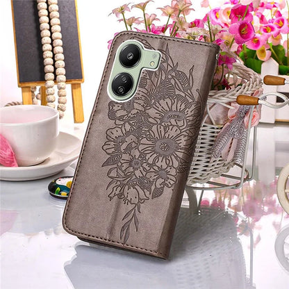 YB Imprinting Series-4 For Xiaomi Redmi 13C 4G / Poco C65 4G Case Butterfly Leather Cover with Strap