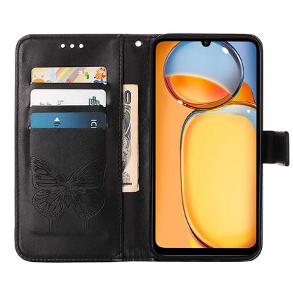 YB Imprinting Series-4 For Xiaomi Redmi 13C 4G / Poco C65 4G Case Butterfly Leather Cover with Strap