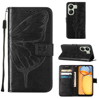 YB Imprinting Series-4 For Xiaomi Redmi 13C 4G / Poco C65 4G Case Butterfly Leather Cover with Strap