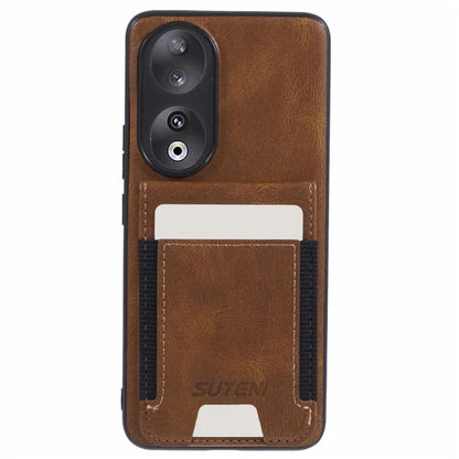 SUTENI H03 For Honor 90 Case Card Holder Kickstand Phone Cover Waxy Texture