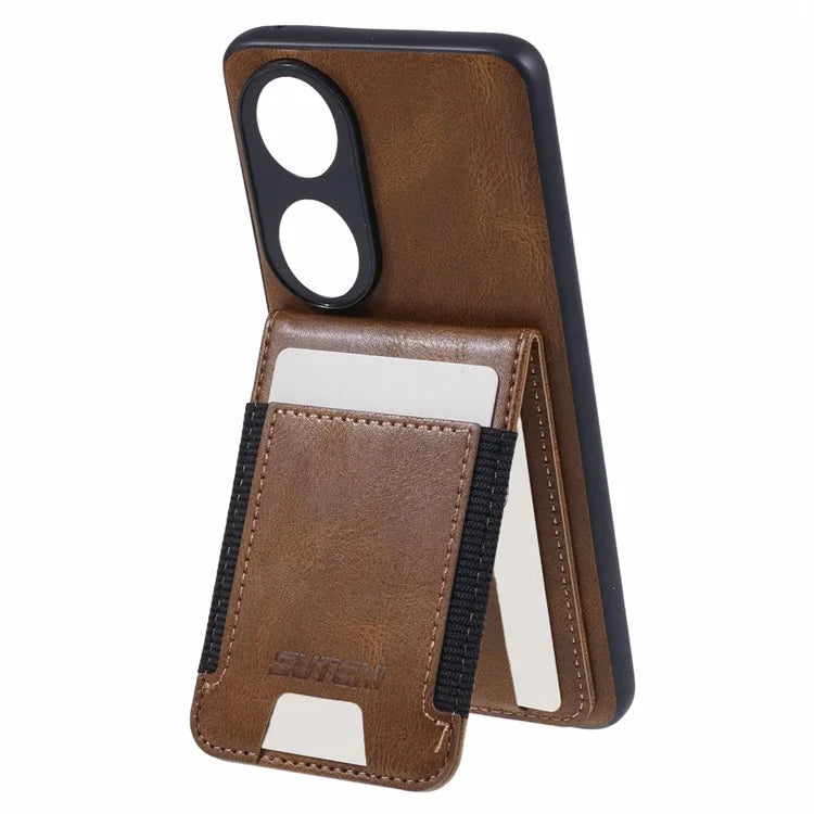SUTENI H03 For Honor 90 Case Card Holder Kickstand Phone Cover Waxy Texture