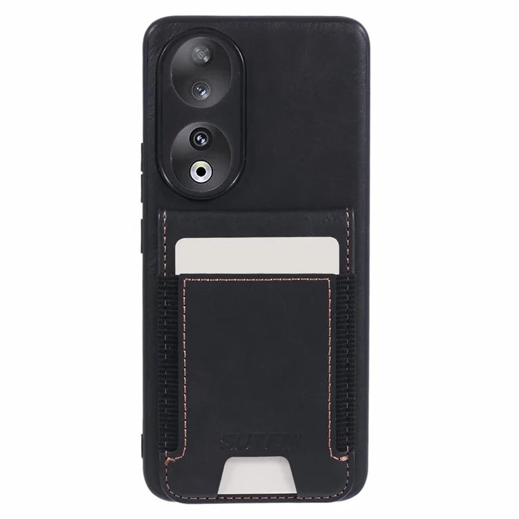 SUTENI H03 For Honor 90 Case Card Holder Kickstand Phone Cover Waxy Texture