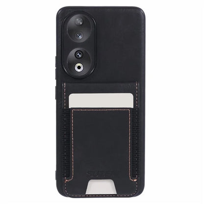 SUTENI H03 For Honor 90 Case Card Holder Kickstand Phone Cover Waxy Texture