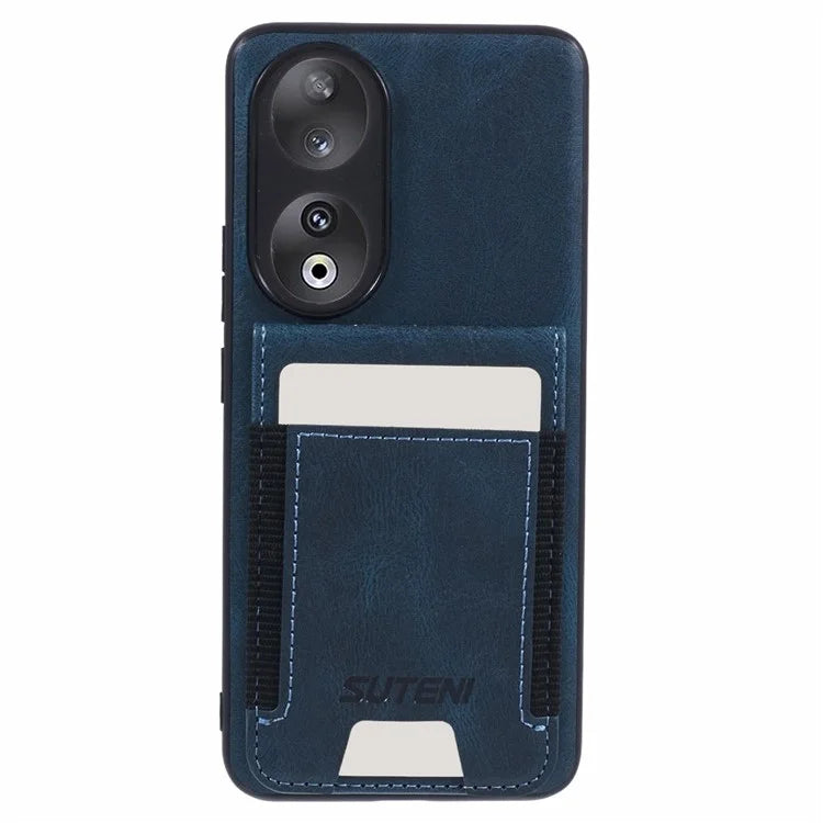 SUTENI H03 For Honor 90 Case Card Holder Kickstand Phone Cover Waxy Texture