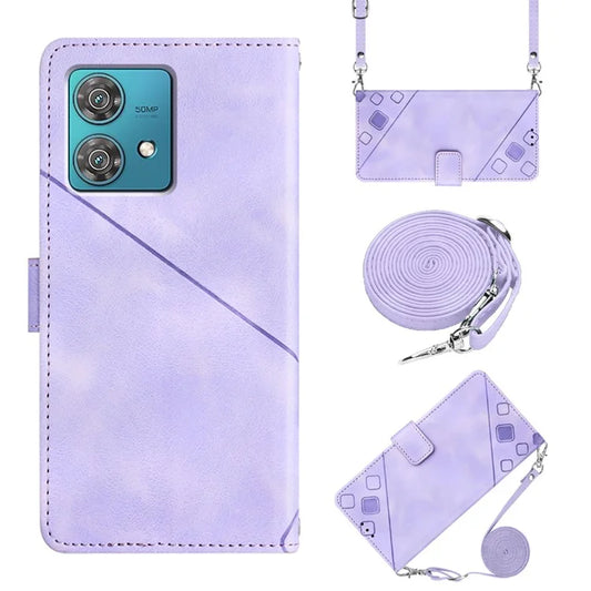 PT005 YB Imprinting Series-7 for Motorola Edge 40 Neo 5G Wallet Case Crossbody Leather Cover