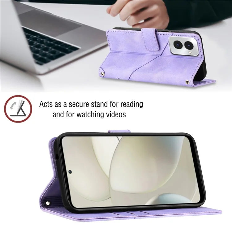 PT005 YB Imprinting Series-7 for Motorola Moto G Power (2024) Case Skin-Feel Wallet Phone Cover