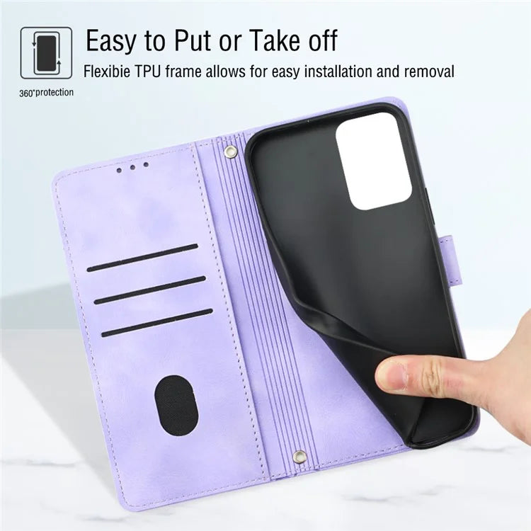 PT005 YB Imprinting Series-7 for Motorola Moto G Power (2024) Case Skin-Feel Wallet Phone Cover