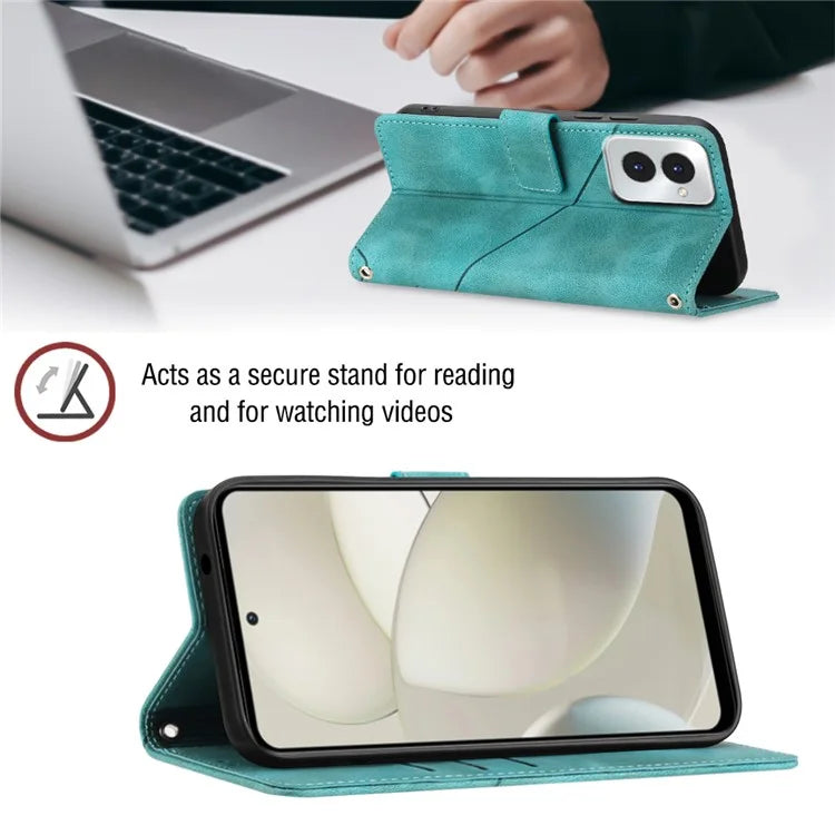 PT005 YB Imprinting Series-7 for Motorola Moto G Power (2024) Case Skin-Feel Wallet Phone Cover