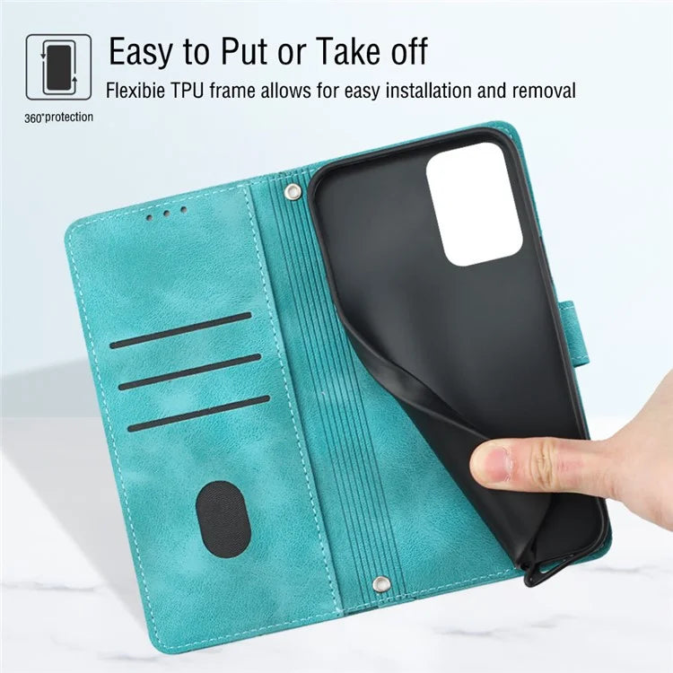 PT005 YB Imprinting Series-7 for Motorola Moto G Power (2024) Case Skin-Feel Wallet Phone Cover