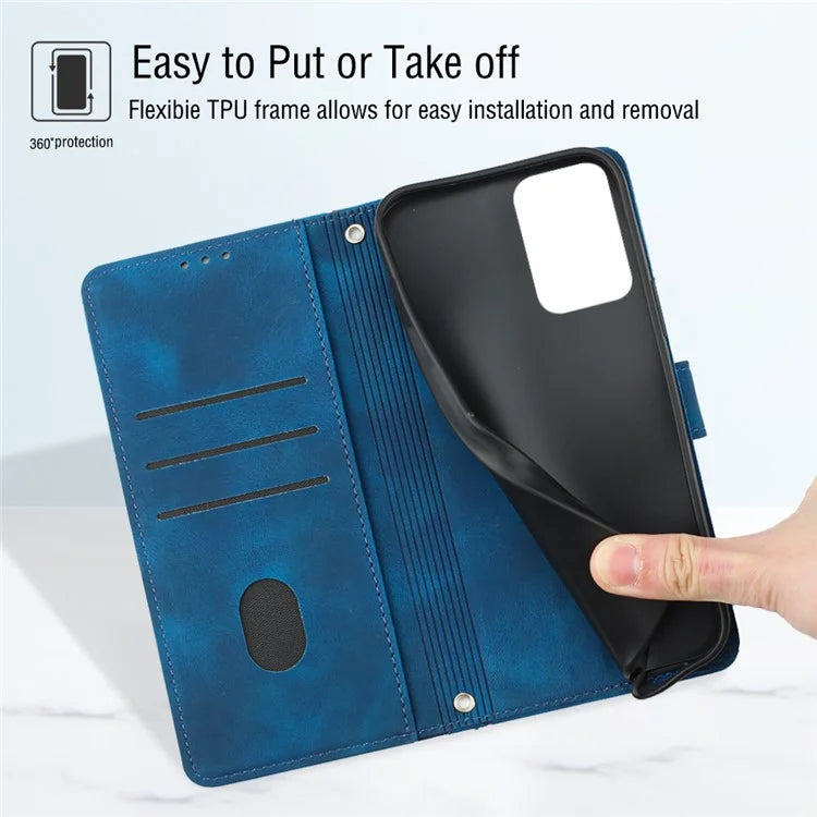 PT005 YB Imprinting Series-7 for Motorola Moto G Power (2024) Case Skin-Feel Wallet Phone Cover