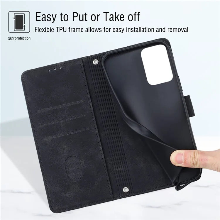 PT005 YB Imprinting Series-7 for Motorola Moto G Power (2024) Case Skin-Feel Wallet Phone Cover