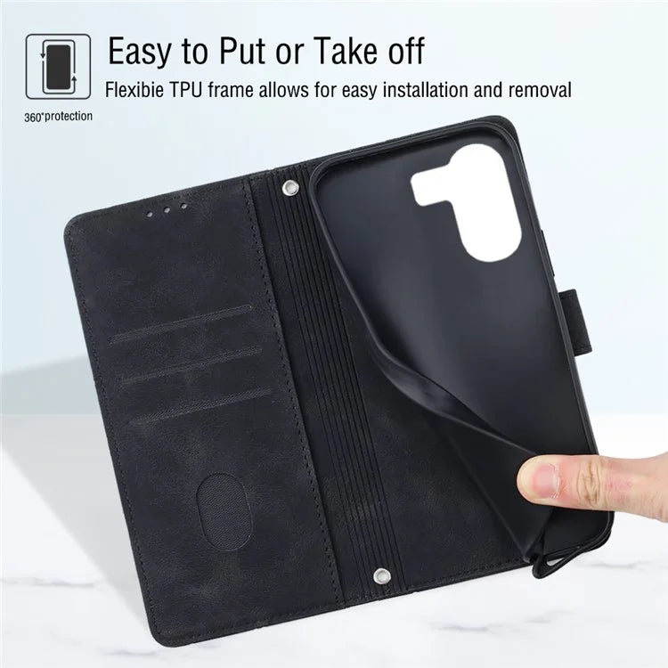PT005 YB Imprinting Series-7 for Xiaomi Redmi 13C 4G / Poco C65 4G Case Crossbody Leather Cover