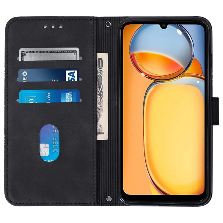 YB Imprinting Series-2 for Xiaomi Redmi 13C 4G / Poco C65 4G Wallet Case with Shoulder Strap