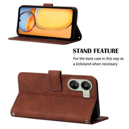 YB Imprinting Series-2 for Xiaomi Redmi 13C 4G / Poco C65 4G Wallet Case with Shoulder Strap