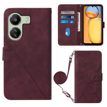 YB Imprinting Series-2 for Xiaomi Redmi 13C 4G / Poco C65 4G Wallet Case with Shoulder Strap