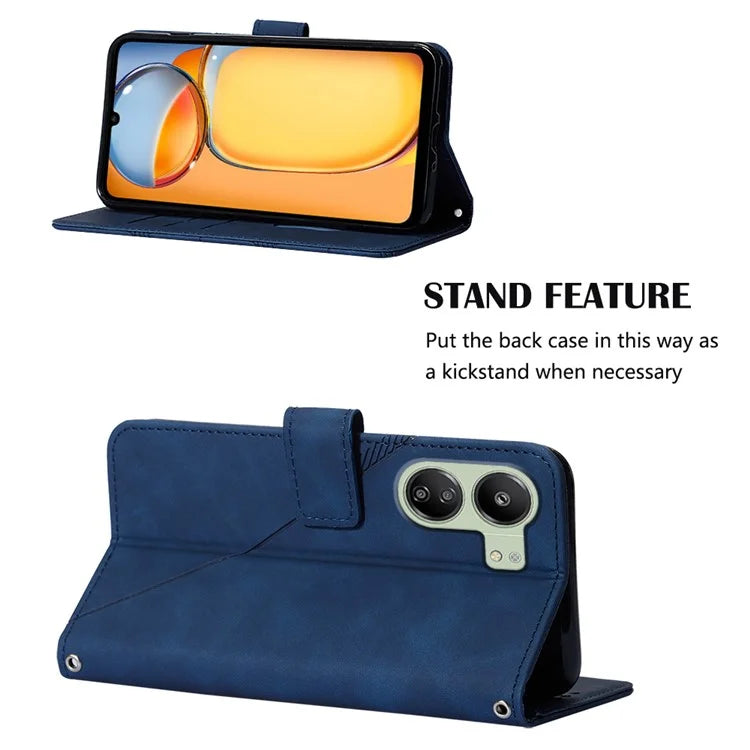 YB Imprinting Series-2 for Xiaomi Redmi 13C 4G / Poco C65 4G Wallet Case with Shoulder Strap