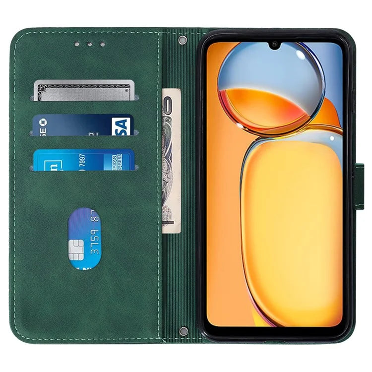 YB Imprinting Series-2 for Xiaomi Redmi 13C 4G / Poco C65 4G Wallet Case with Shoulder Strapish Green