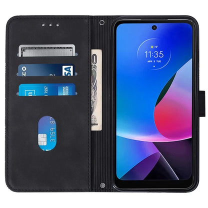 YB Imprinting Series-2 for Motorola Moto G Play (2024) 4G Leather Case Crossbody Wallet Cover