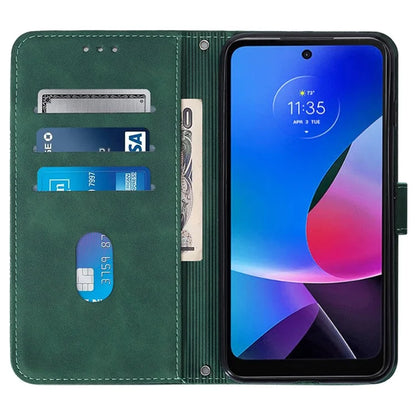 YB Imprinting Series-2 for Motorola Moto G Play (2024) 4G Leather Case Crossbody Wallet Coverish Green