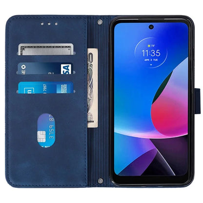 YB Imprinting Series-2 for Motorola Moto G Play (2024) 4G Leather Case Crossbody Wallet Cover