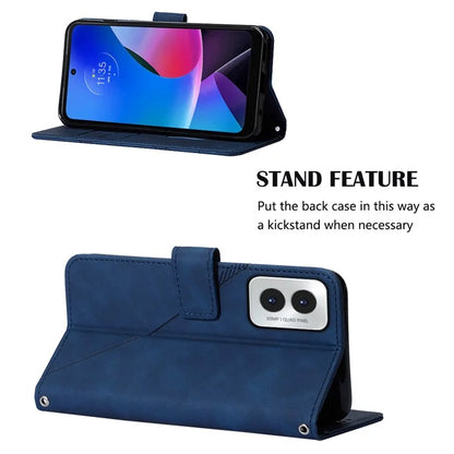 YB Imprinting Series-2 for Motorola Moto G Play (2024) 4G Leather Case Crossbody Wallet Cover