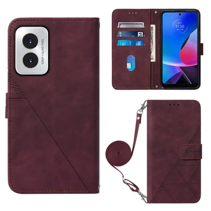 YB Imprinting Series-2 for Motorola Moto G Play (2024) 4G Leather Case Crossbody Wallet Cover