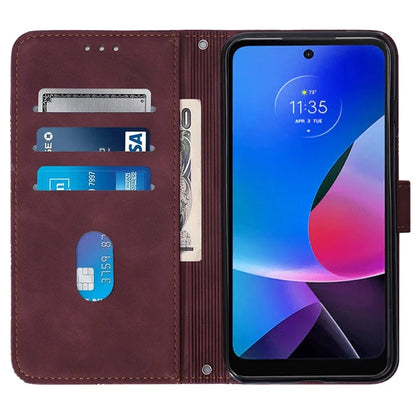 YB Imprinting Series-2 for Motorola Moto G Play (2024) 4G Leather Case Crossbody Wallet Cover