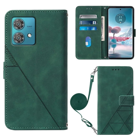 YB Imprinting Series-2 for Motorola Edge 40 Neo 5G Wallet Phone Case with Shoulder Strap