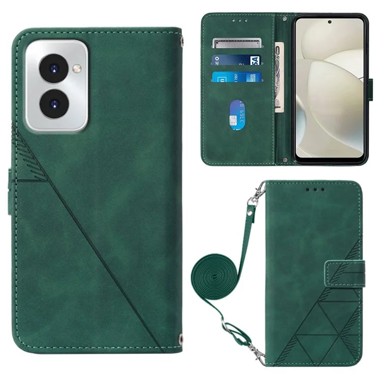 YB Imprinting Series-2 for Motorola Moto G Power (2024) Case Crossbody Phone Bag Leather Coverish Green
