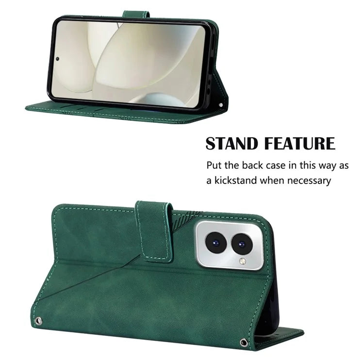 YB Imprinting Series-2 for Motorola Moto G Power (2024) Case Crossbody Phone Bag Leather Coverish Green