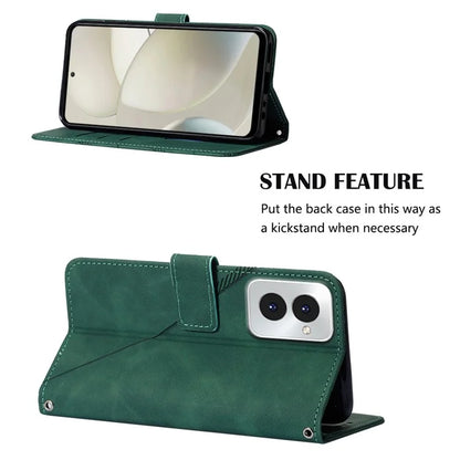YB Imprinting Series-2 for Motorola Moto G Power (2024) Case Crossbody Phone Bag Leather Coverish Green