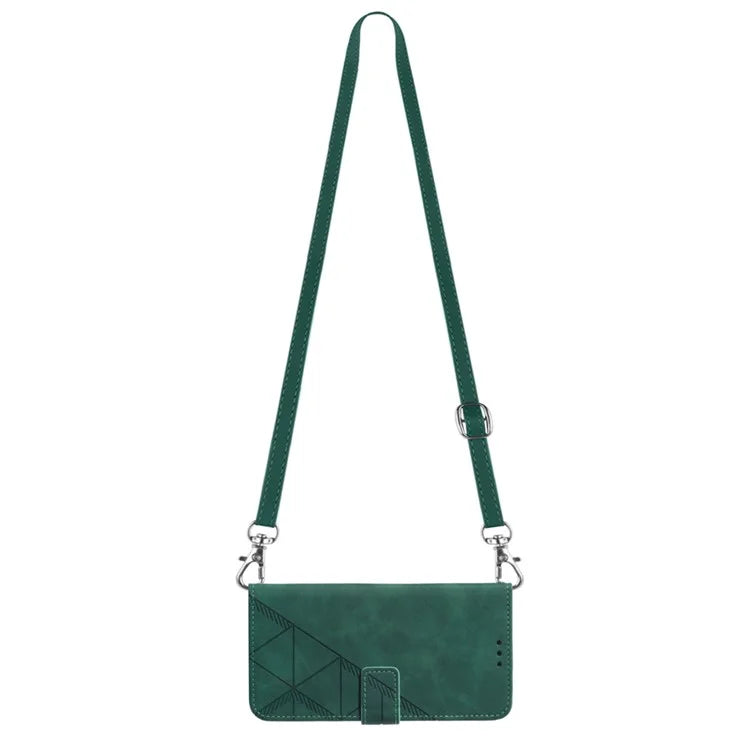 YB Imprinting Series-2 for Motorola Moto G Power (2024) Case Crossbody Phone Bag Leather Coverish Green