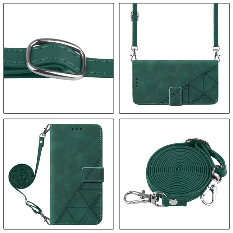 YB Imprinting Series-2 for Motorola Moto G Power (2024) Case Crossbody Phone Bag Leather Coverish Green
