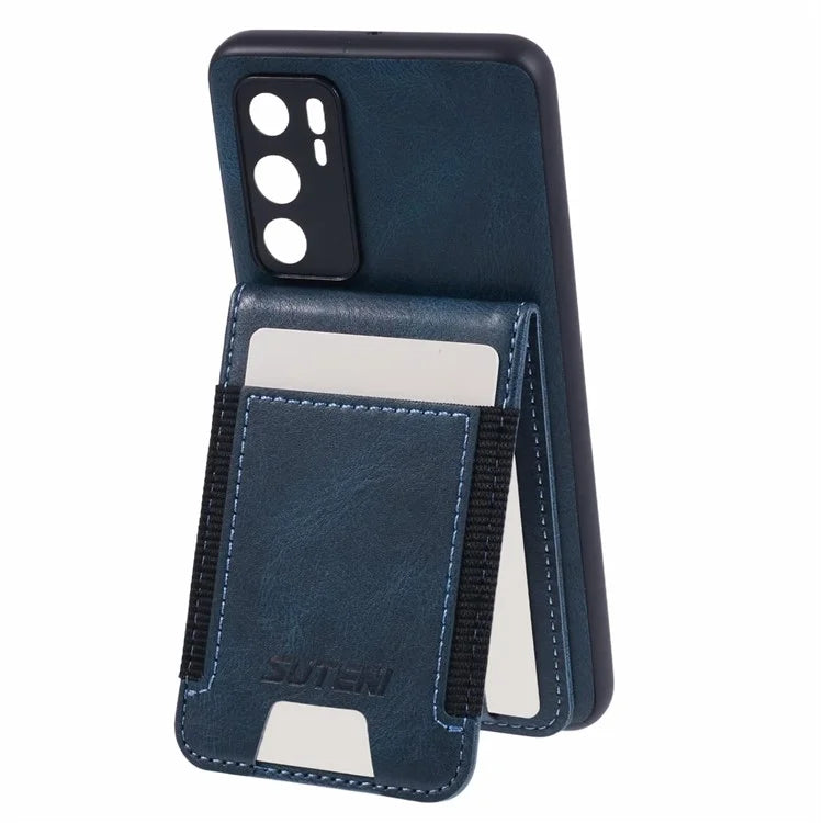 SUTENI H03 For Huawei P40 Case Waxy Texture Leather+TPU Phone Cover Kickstand
