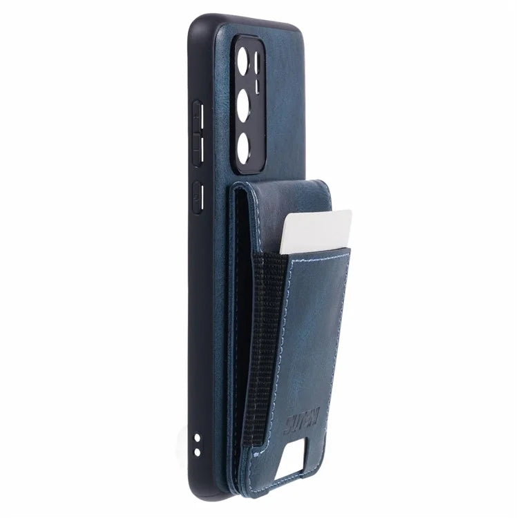 SUTENI H03 For Huawei P40 Case Waxy Texture Leather+TPU Phone Cover Kickstand