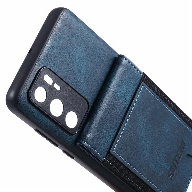 SUTENI H03 For Huawei P40 Case Waxy Texture Leather+TPU Phone Cover Kickstand