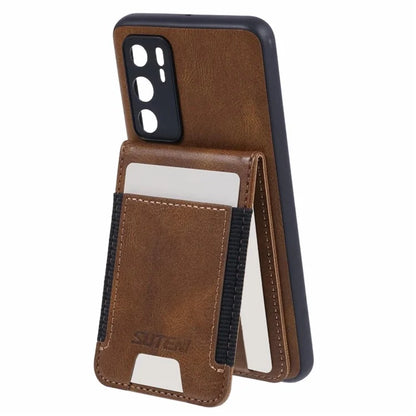 SUTENI H03 For Huawei P40 Case Waxy Texture Leather+TPU Phone Cover Kickstand