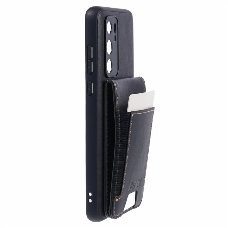 SUTENI H03 For Huawei P40 Case Waxy Texture Leather+TPU Phone Cover Kickstand