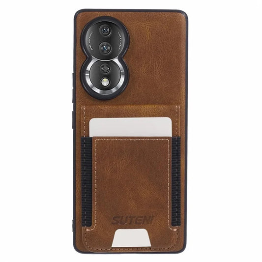 SUTENI H03 For Honor 80 5G Case PU Leather Coated TPU Cover with Card Slots
