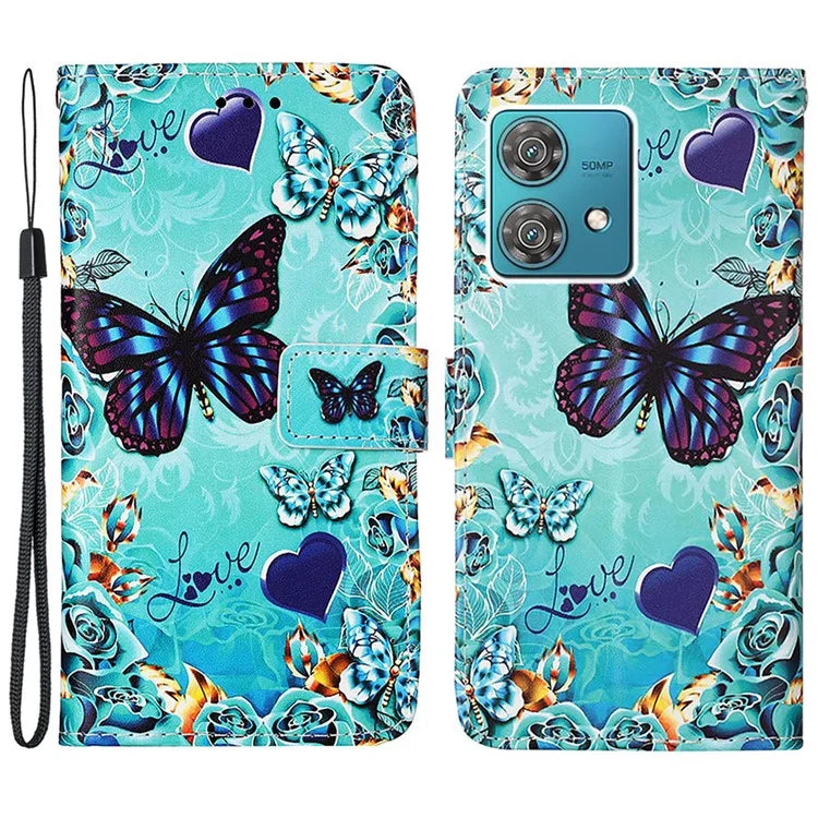 YB Pattern Printing Leather Series-4 for Motorola Edge 40 Neo 5G Leather Case Phone Wallet Cover