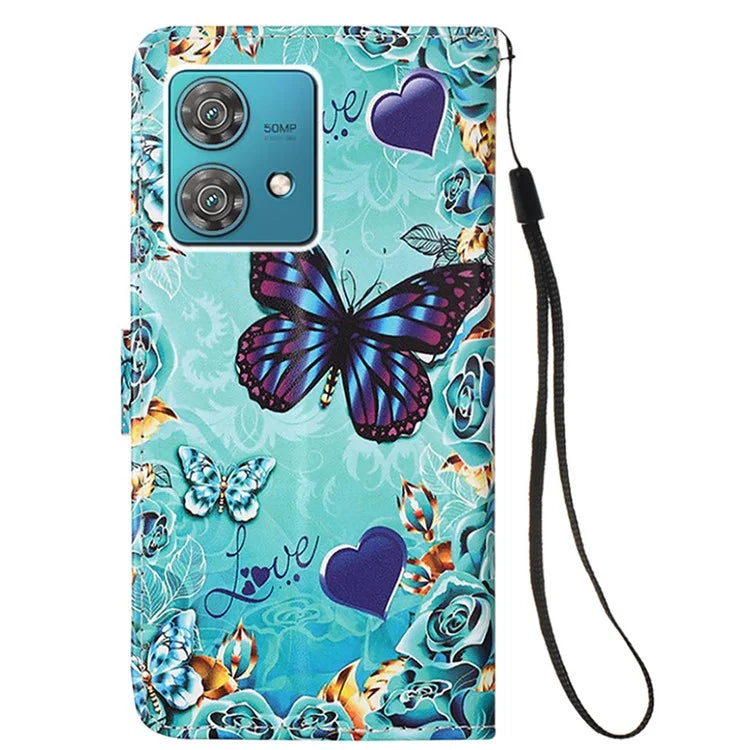 YB Pattern Printing Leather Series-4 for Motorola Edge 40 Neo 5G Leather Case Phone Wallet Cover
