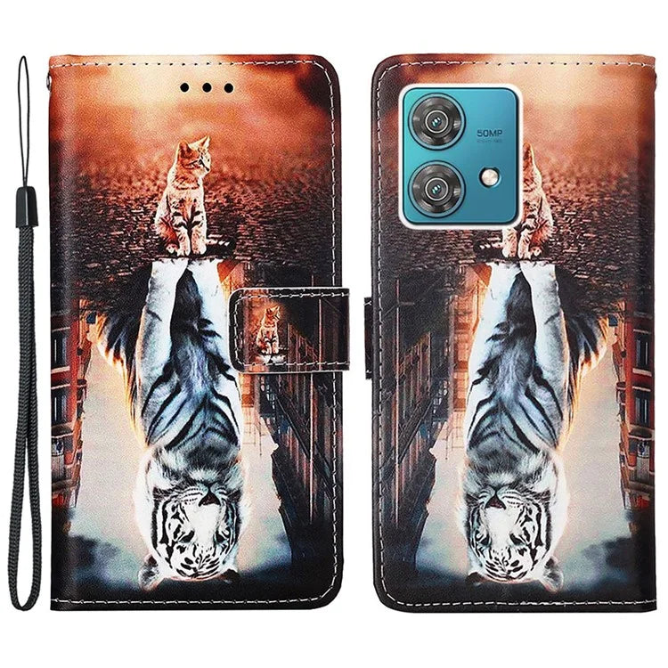 YB Pattern Printing Leather Series-4 for Motorola Edge 40 Neo 5G Leather Case Phone Wallet Cover